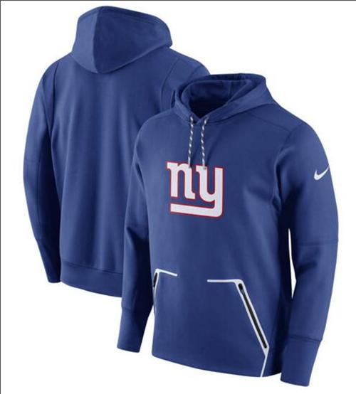 Men's New York Giants Nike Royal Champ Drive Vapor Speed Performance Pullover Hoodie - Click Image to Close